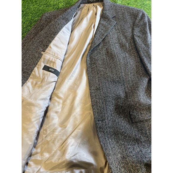 Hugo Boss Blazer Wool Blend Mens 42R Gray 2 Button Tweed - Picture 4 of 16